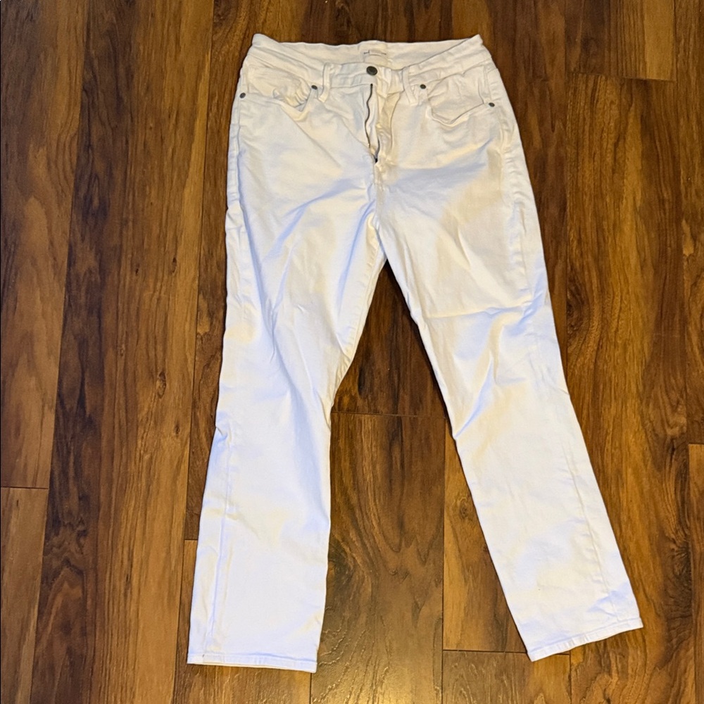 Good American Straight Leg White Jeans